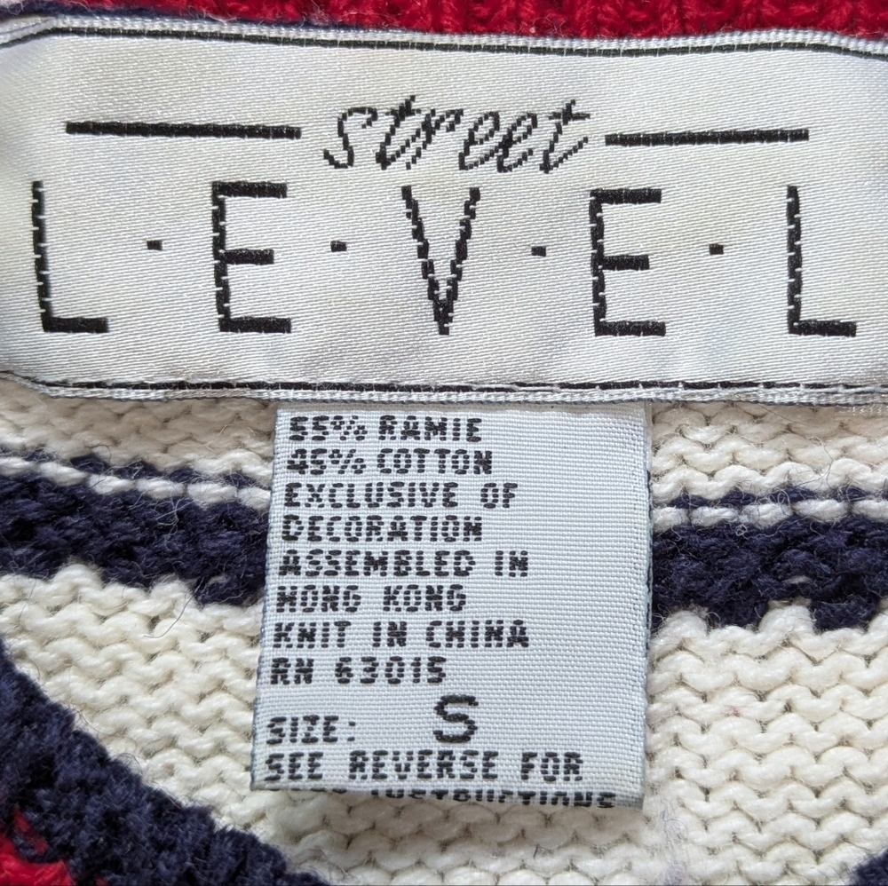 Vintage Street Level Red White Blue Patriotic Stars & Stripes Cardigan Sweater S - Picture 6 of 7